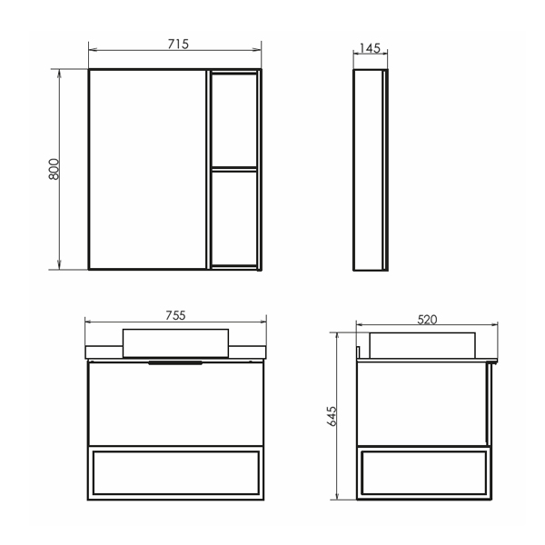 Шкаф зеркальный Comforty Порто 70 см 00-00009231 дуб темно-коричневый