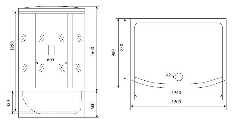 Душевая кабина 150x90 TIMO T-7750 new Душевая кабина 150x90 TIMO T-7750 new