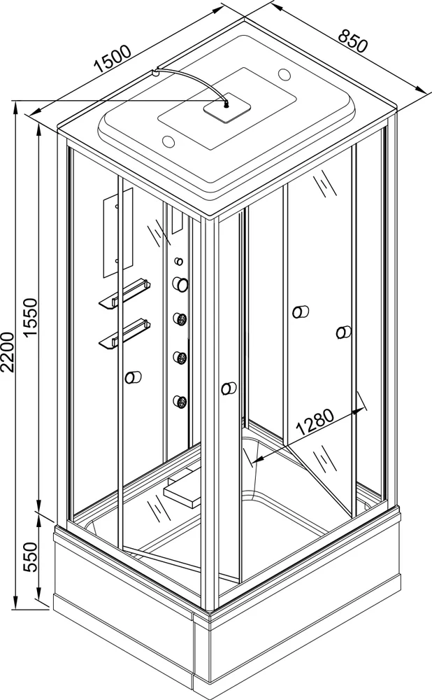 Душевая кабина 85x150 см AvaCan  V150 прозрачное Душевая кабина 85x150 см AvaCan  V150 прозрачное