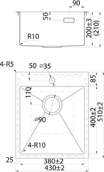 Мойка для кухни Iddis Haze 45 см HAZ43S0i77 сатин
