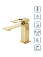 Смеситель для раковины с донным клапаном BelBagno Luce LUC-LVM-ORO золото глянцевый