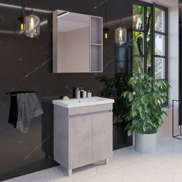 Тумба-умывальник напольная Comforty Осло-70НД бетон светлый с раковиной COMO 70 Тумба-умывальник напольная Comforty Осло-70НД бетон светлый с раковиной COMO 70