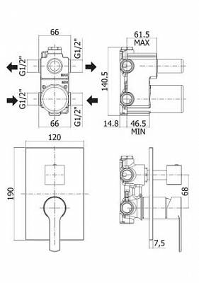 Смеситель для душа Paffoni Elle EL019NO/M Смеситель для душа Paffoni Elle EL019NO/M