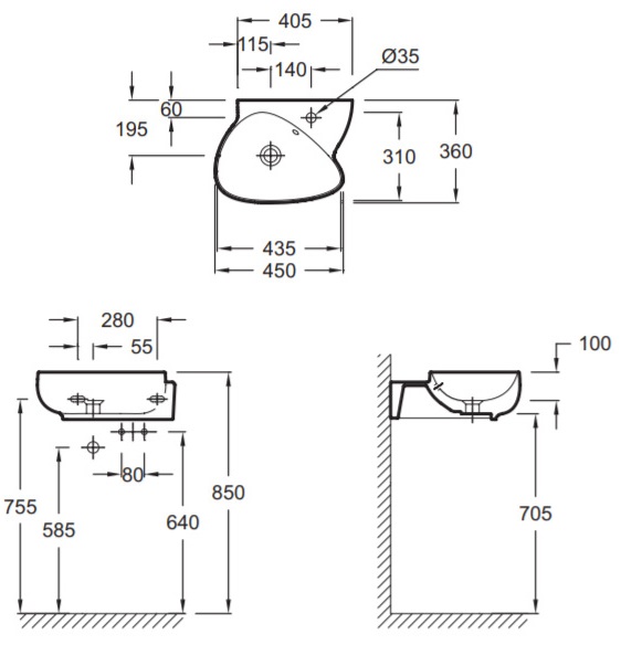 Рукомойник Jacob Delafon Nouvelle Vague 45 см EGK112-00