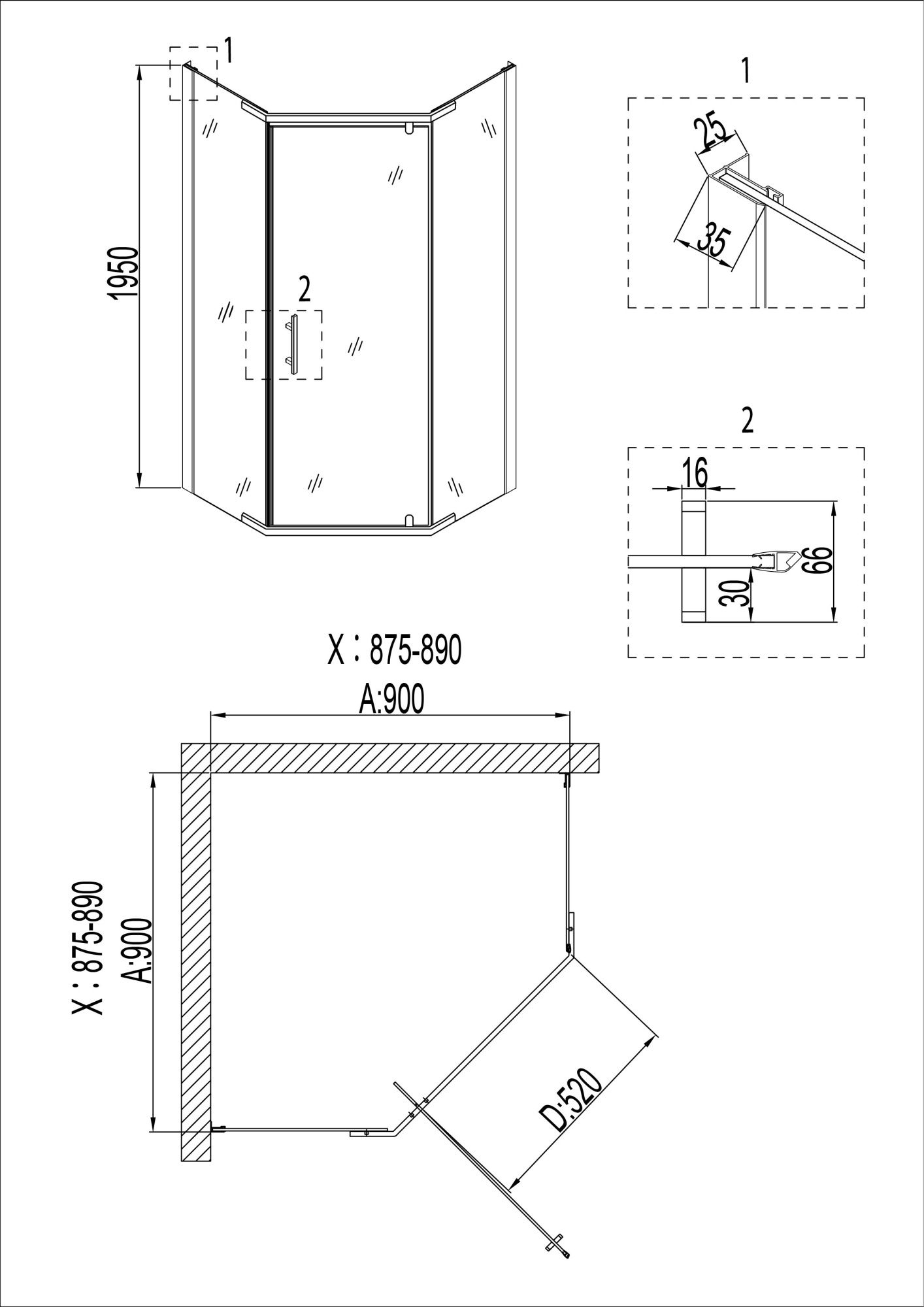 Душевой уголок NIAGARA Nova NG-6805-08 BLACK (90*90*190) трапеция, дверь распашная, 1 место Душевой уголок NIAGARA Nova NG-6805-08 BLACK (90*90*190) трапеция, дверь распашная, 1 место