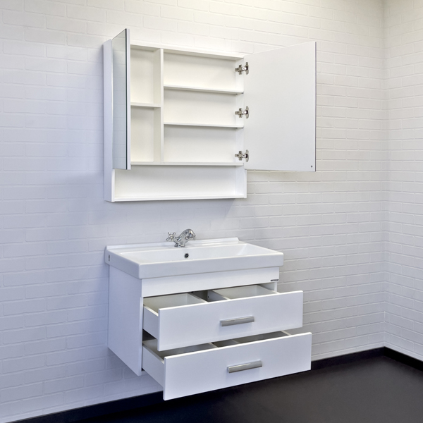 Тумба с раковиной Comforty Никосия 80 см 00-00011163 подвесная белая