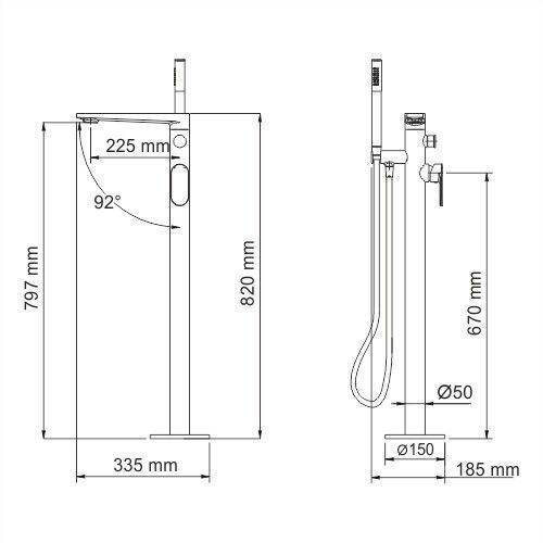 Напольный смеситель для ванны WasserKRAFT Dinkel 5821 Напольный смеситель для ванны WasserKRAFT Dinkel 5821