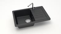 Мойка для кухни с крылом каменная 74x49 см SANTEGRO  SZ016-740/Q4 черный матовый Мойка для кухни с крылом каменная 74x49 см SANTEGRO  SZ016-740/Q4 черный матовый