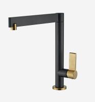 Смеситель для кухонной мойки Webert Spirit SO920302723 черный с золотом матовый
