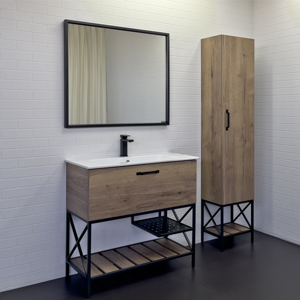 Тумба с раковиной Comforty Бредфорд 90 см 00-00009403 напольная дуб темный