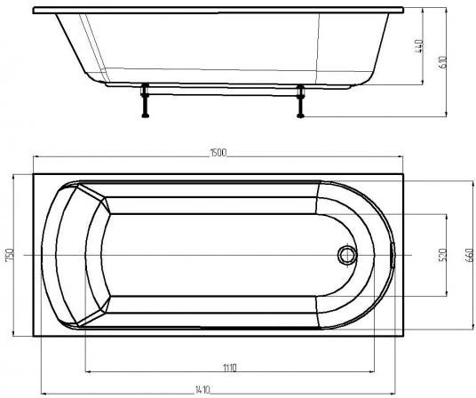 Ванна акриловая 150x75 AQUATEK Ника NIK150-0000001 Ванна акриловая 150x75 AQUATEK Ника NIK150-0000001