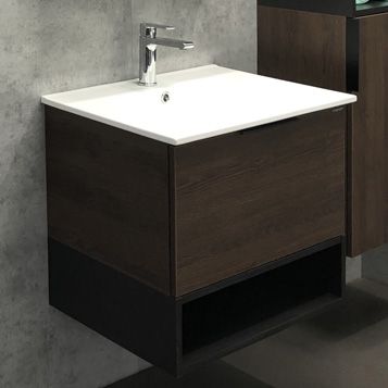 Тумба-умывальник COMFORTY Франкфурт-60 дуб-шоколадно-коричневый с раковиной COMFORTY 60E Тумба-умывальник COMFORTY Франкфурт-60 дуб-шоколадно-коричневый с раковиной COMFORTY 60E