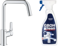 Смеситель для кухни Grohe Eurosmart 30567000 + средство для металлических поверхностей Grohe Grohclean 48166000 500 мл Смеситель для кухни Grohe Eurosmart 30567000 + средство для металлических поверхностей Grohe Grohclean 48166000 500 мл