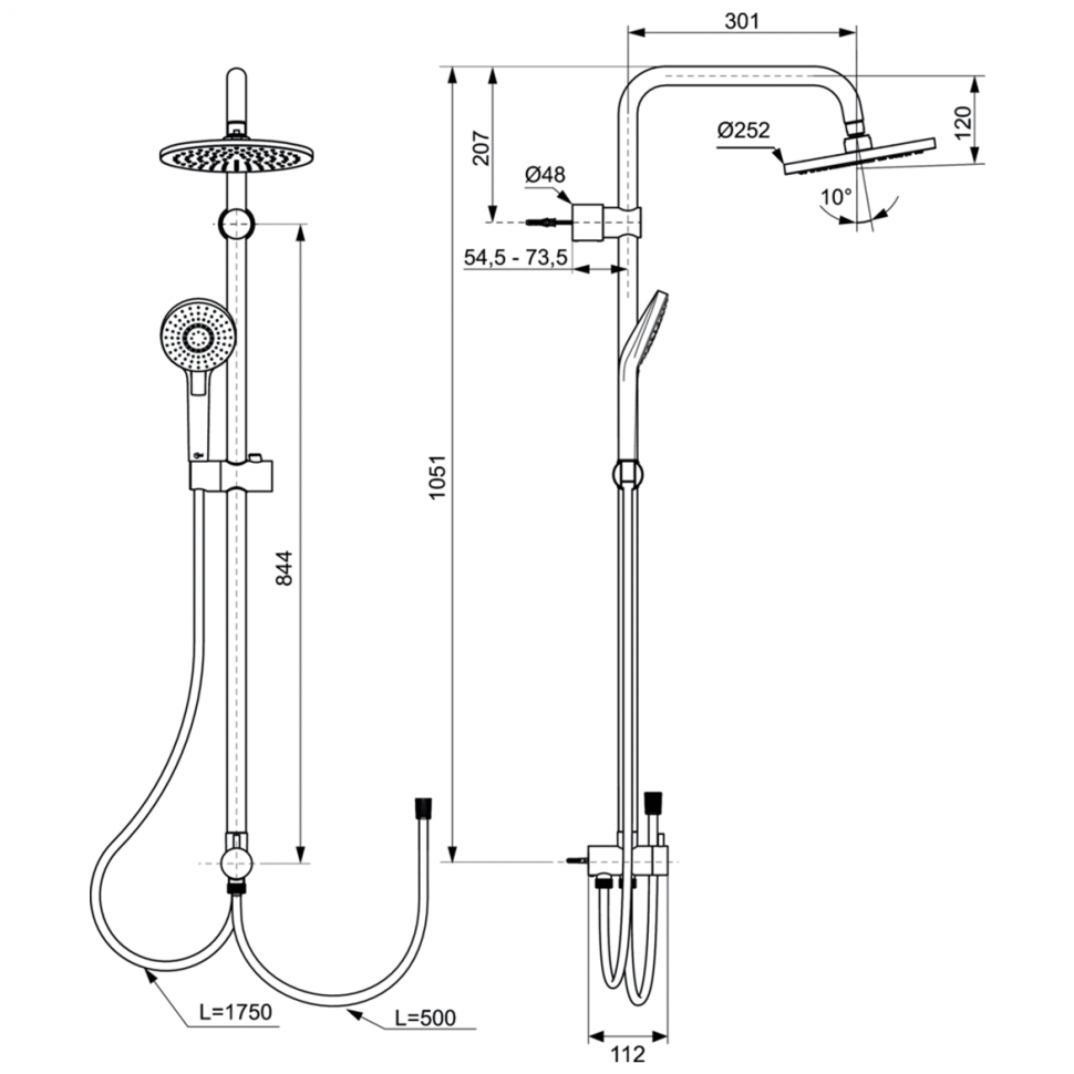 Душевая система Ideal Standard IDEALRAIN ECO EVO A6943AA Душевая система Ideal Standard IDEALRAIN ECO EVO A6943AA
