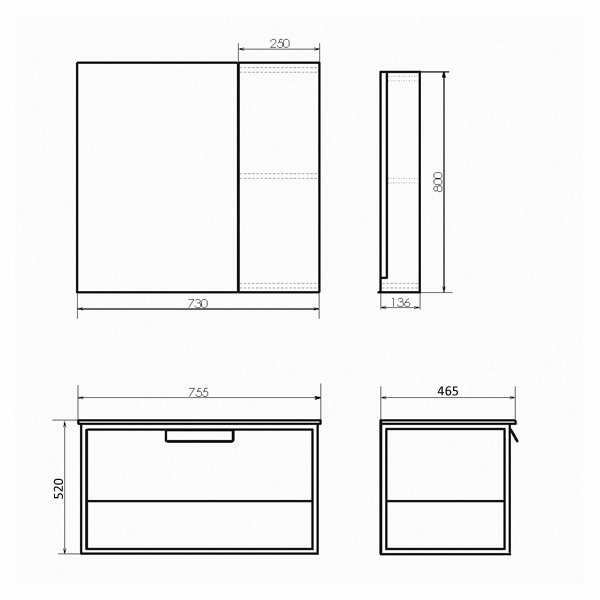 Тумба с раковиной Comforty Бонн 75 см 00-00001936 подвесная дуб темный
