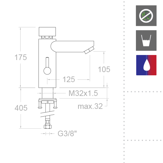 Смеситель для раковины Ramonsoler Solestop 7490 нажимной порционный хром