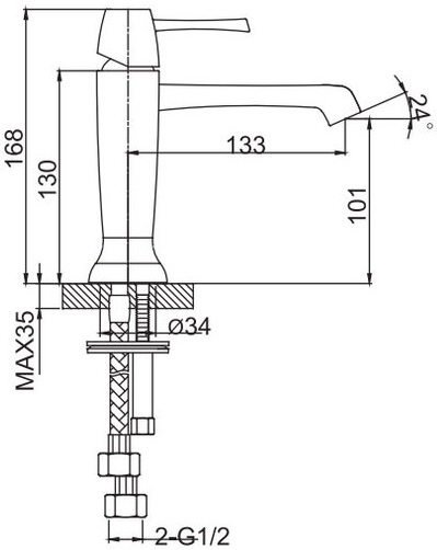 Смеситель с донным клапаном Caprigo Diamante 50-020-crm для раковины хром глянцевый