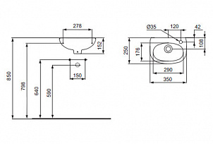 Рукомойник Ideal Standard Ecco 35 см R W407901