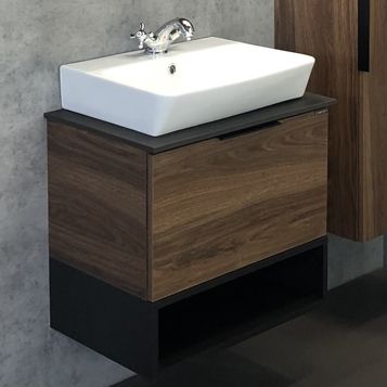 Тумба-умывальник COMFORTY Штутгарт-60 дуб тёмно-коричневый с черной столешницей №8 c рак. COMFORTY 9055RA-50 Тумба-умывальник COMFORTY Штутгарт-60 дуб тёмно-коричневый с черной столешницей №8 c рак. COMFORTY 9055RA-50