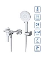 Смеситель для ванны с ручным душем, шлангом и держателем BelBagno Aurora AURORA-ESDM-CRM хром глянцевый