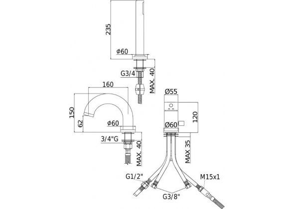Смеситель на борт ванны Paffoni Light LIG047ST Смеситель на борт ванны Paffoni Light LIG047ST