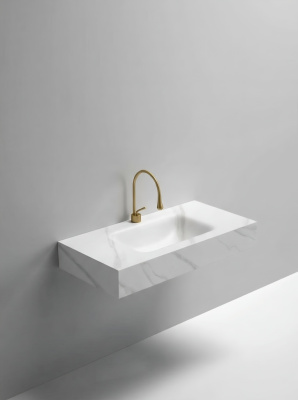 Раковина подвесная Sapbox SB-RW100M088 100 см белый мрамор матовая