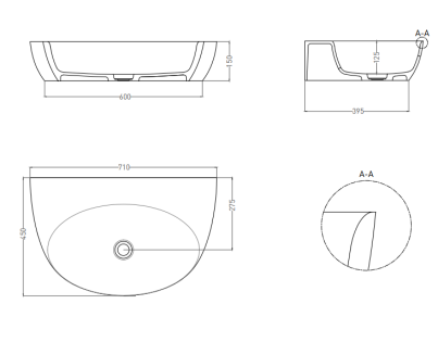 Раковина накладная Salini Alda 70 см 140313G белая