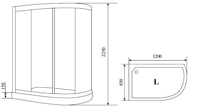 Душевая кабина 120x85 TIMO T-7702 L Душевая кабина 120x85 TIMO T-7702 L