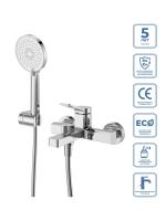 Смеситель для ванны с ручным душем, шлангом и держателем BelBagno Albano ALBANO-VASM-CRM хром глянцевый