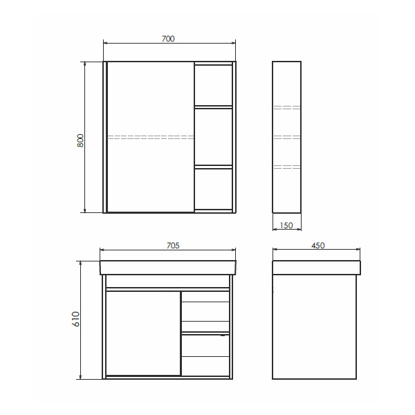 Тумба с раковиной Comforty Вена 70 см 00-00008929 подвесная дуб дымчатый