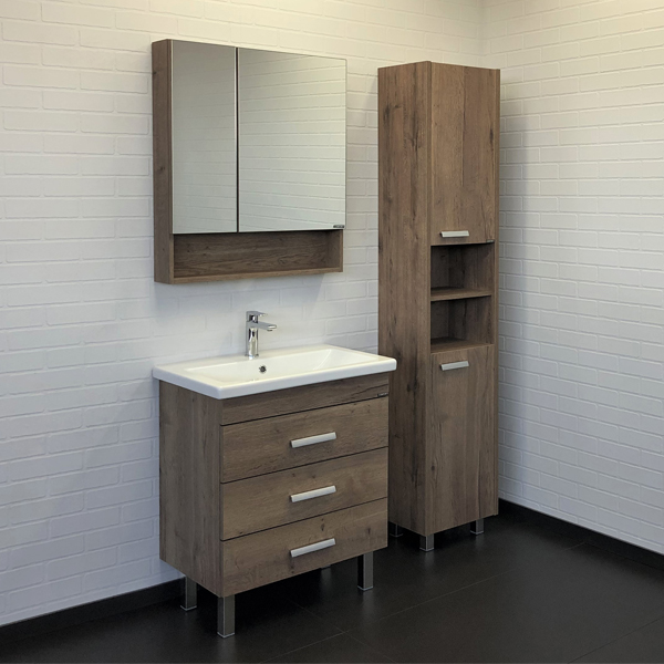 Тумба с раковиной Comforty Никосия 70 см 00-00008854 напольная дуб темный
