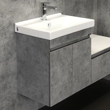 Тумба-умывальник COMFORTY Осло-60 бетон светлый с раковиной Fest 60 F01 Тумба-умывальник COMFORTY Осло-60 бетон светлый с раковиной Fest 60 F01