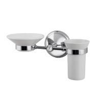 Держатель с мыльницей и стаканом 28x14 см Caprigo ROMANO 7012A-CRM хром Держатель с мыльницей и стаканом 28x14 см Caprigo ROMANO 7012A-CRM хром