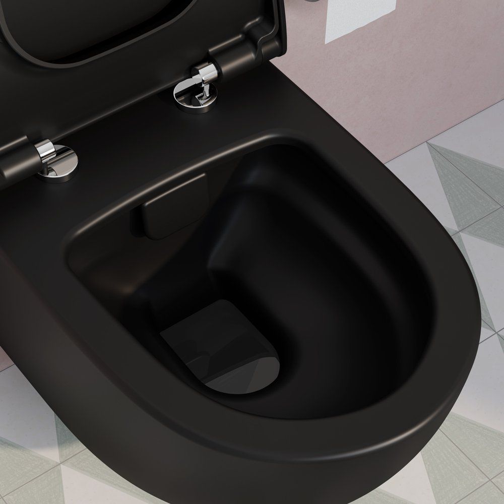 Безободковый подвесной унитаз VitrA Sento 7748B083-0101 матовый черный Безободковый подвесной унитаз VitrA Sento 7748B083-0101 матовый черный