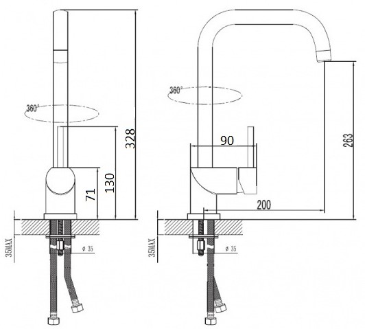 Смеситель для кухни Esko Kitchen K5 нержавеющая сталь