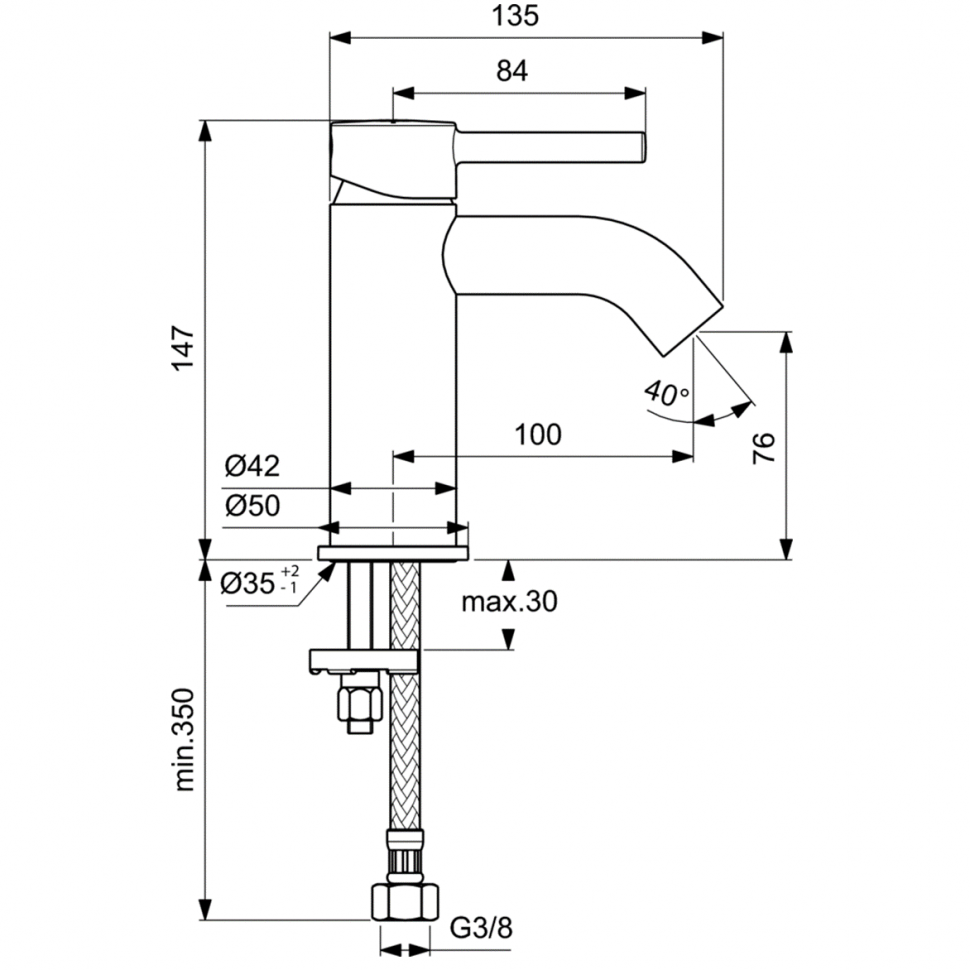 Смеситель для раковины Ideal Standard CERALINE BC268AA Смеситель для раковины Ideal Standard CERALINE BC268AA