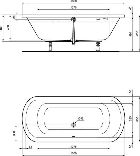 Овальная ванна 180х80 см Ideal Standard K275601 HOTLINE Овальная ванна 180х80 см Ideal Standard K275601 HOTLINE