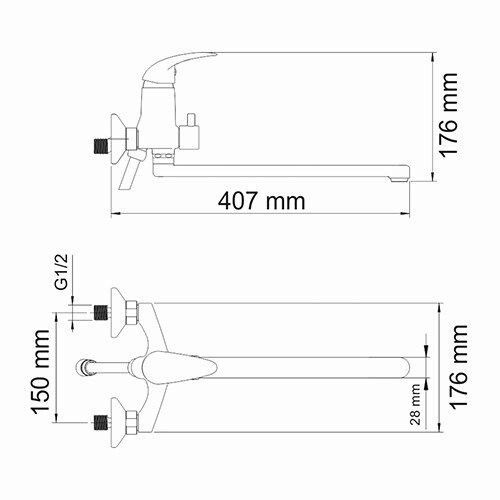 Смеситель для ванны с длинным изливом WasserKRAFT Isen 2602L Смеситель для ванны с длинным изливом WasserKRAFT Isen 2602L