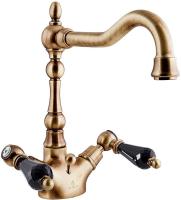 Смеситель с донным клапаном Caprigo Adria Swarovski 01B-025-vot для раковины бронза глянцевая