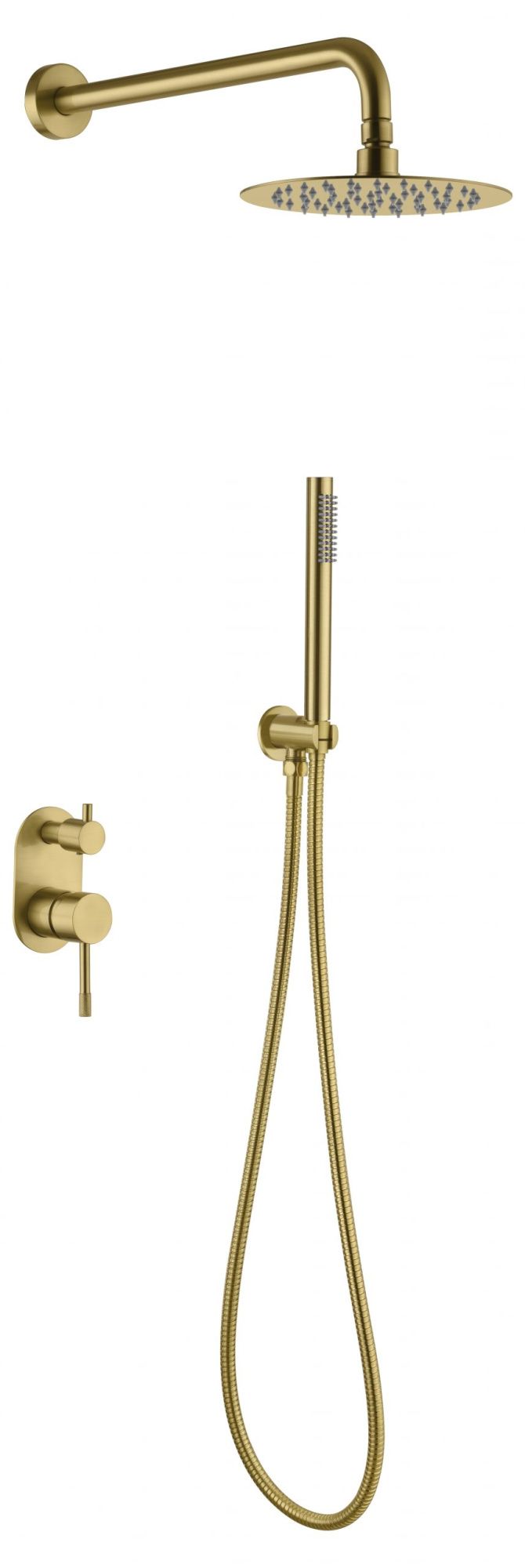 Смеситель встроенный с верхним и ручным душем BOHEME UNO Matt Gold 464-MG Смеситель встроенный с верхним и ручным душем BOHEME UNO Matt Gold 464-MG