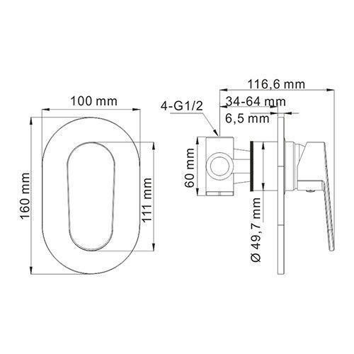 Смеситель для душа WasserKRAFT Donau 5351 Смеситель для душа WasserKRAFT Donau 5351