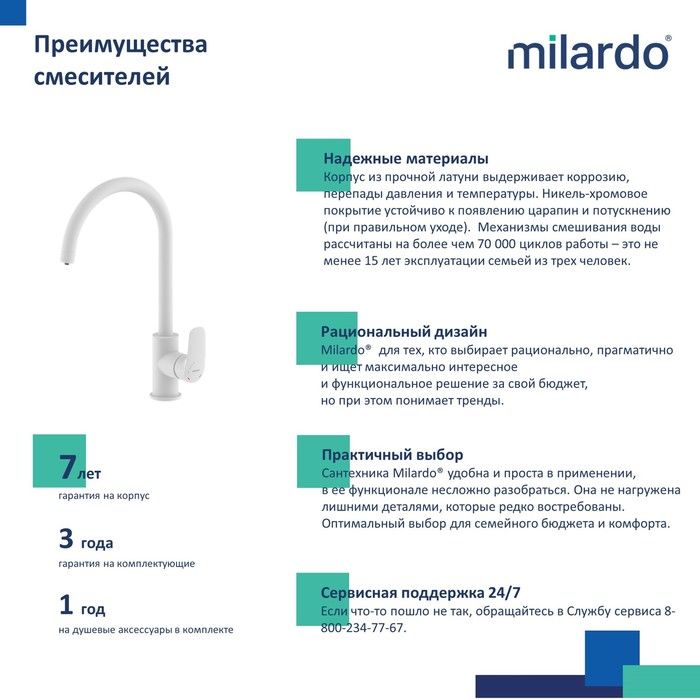 Смеситель для кухни с каналом для фильтрованной воды белый матовый MILARDO Rora RORWTFJM05 Смеситель для кухни с каналом для фильтрованной воды белый матовый MILARDO Rora RORWTFJM05