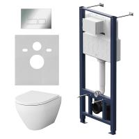 Унитаз подвесной безободковый с инсталляцией и кнопкой смыва AM.PM Spirit V2.0 IS47051.701700