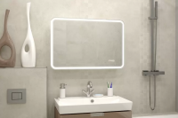 Зеркальный шкаф с полочками и LED подсветкой Континент Tokio 90x54 Зеркальный шкаф с полочками и LED подсветкой Континент Tokio 90x54