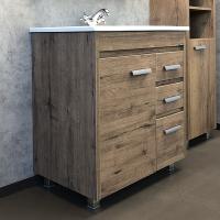 Тумба с раковиной Comforty Марио 75 см 00-00004157 напольная дуб темный
