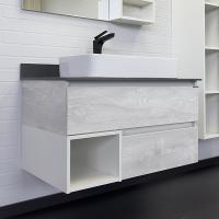 Тумба с раковиной Comforty Прага 90 см 00-00014425 подвесная дуб белый