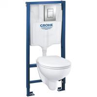 Комплект унитаза с инсталляцией и клавишей смыва  Grohe Solido compact 39586000 белый Комплект унитаза с инсталляцией и клавишей смыва  Grohe Solido compact 39586000 белый