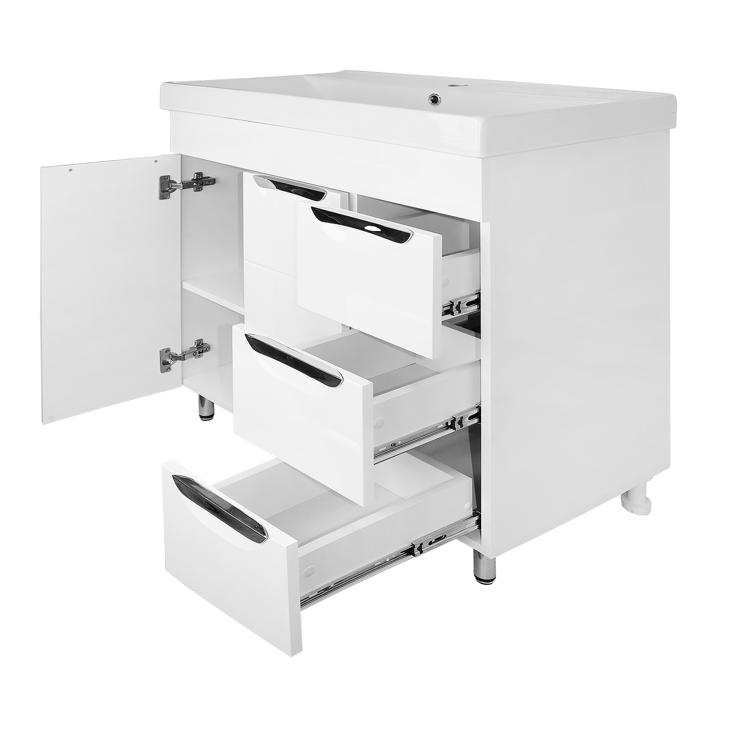 Комплект тумба фрезерированный фасад с раковиной 80 см Loranto Соло CS00091381 белый Комплект тумба фрезерированный фасад с раковиной 80 см Loranto Соло CS00091381 белый