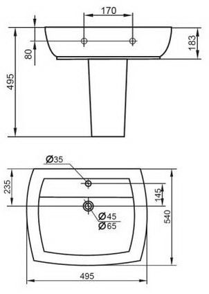 Раковина Cezares Flamingo 50 см CZR-354 с полупьедесталом