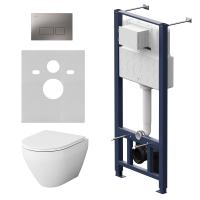 Унитаз подвесной безободковый с инсталляцией и кнопкой смыва AM.PM Spirit V2.0 IS47031.701700